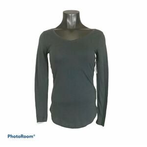 NWT Curfew Women's Shirt Long Sleeve V-Neck Solid Gray Tuni Round Hem Size Small